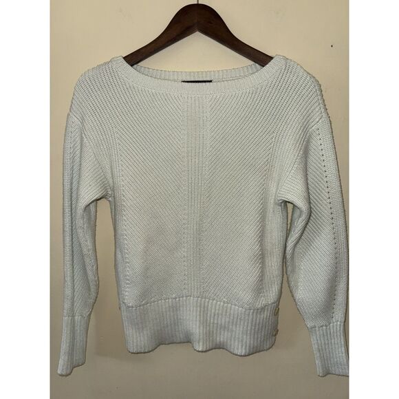 Ann Taylor Sweaters - Ann Taylor Petite SP Cream Chevron Knit Sweater Side Button Accent Cotton Blend